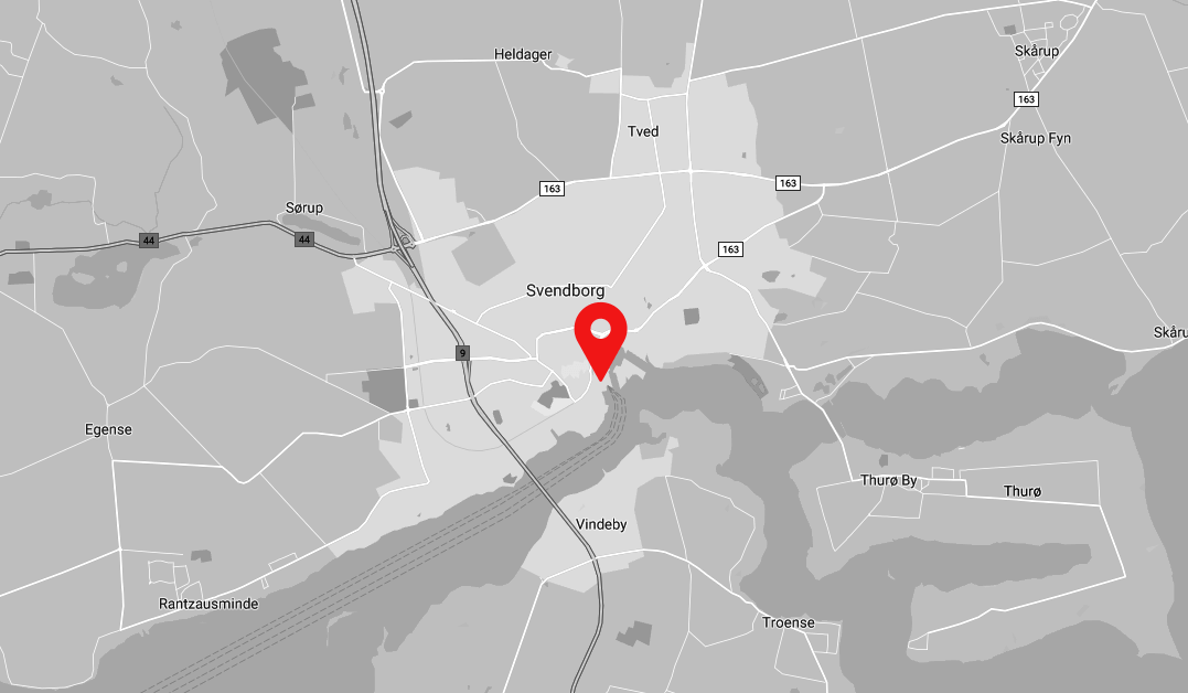 Kort over Svendborg og link til Svendborg Sejlerskole på Google Maps